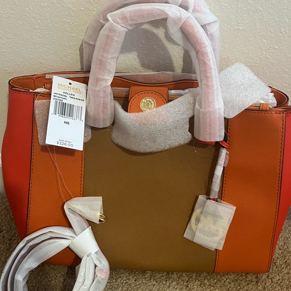 Michael Kors Orange and Tan Satchel - Picture 2 of 5